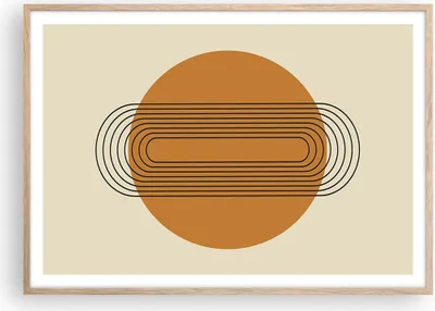 Produktbild von Gerahmtes Poster - Rahmen in heller Eiche - Stück Geometrisch Orange - 100x70 cm - Wand Bild - Wanddeko - Wandbilder - Kunstposter - Wandposter - Bilderrahmen - Bilder - Kunstdruck - P2NAA100x70-4877