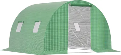 Zdjęcie produktu dla Szklarnia Outsunny z tunelem foliowym 3 x 3 m, szklarnia z 4 oknami, mrozoodporna, rura stalowa, ciemnozielona