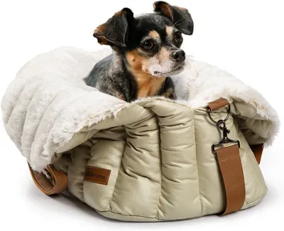 Productafbeelding van Hondentas 3-in-1 - autostoel draagtas en mand - voor kleine honden en katten tot 4,5 kg - fleece