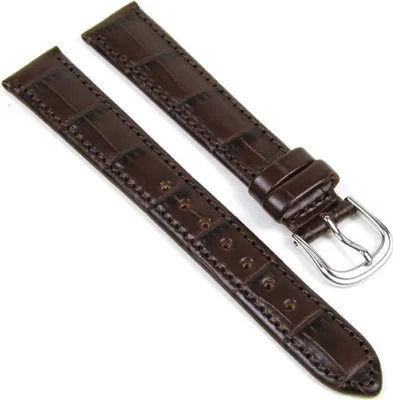 Produktbild von Barington Kroko-Print Uhrenarmband Leder braun Krokoprägung gepolstert, Stegbreite:18mm, Schließe:Silbern
