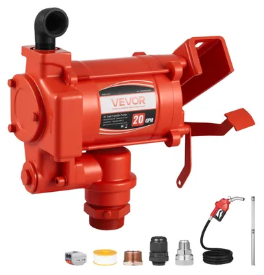 Productafbeelding van VEVOR brandstofoverpomppomp, 230V AC, elektrische dieseloverpomppomp, 76 liter per minuut, met automatische uitschakeling van de brandstofuitlaat, inclusief transportslang, geschikt voor benzine, kerosine, biodiesel en ethanolmengsels
