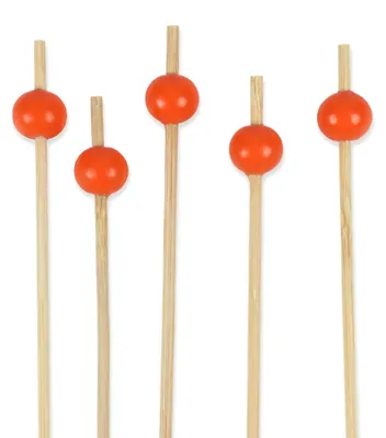Productafbeelding van Decoratieve bamboespiesjes met bolletje, 100 stuks, 12 cm