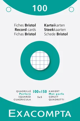 Produktbild von Exacompta 10x 100er Karteikarten A6 gelocht Weiß 13602E