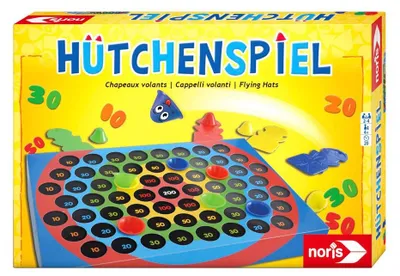 Produktbild von Noris Hütchenspiel mit 4 Katapulten und 12 Hüten, ab 4 Jahren, ca. 20 Min. Spielzeit