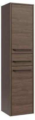Produktbild von Badplaats Badezimmerschrank Florence 30 x 35 x 130 cm – Walnuss Braun – Hängender Hochschrank mit 2 Türen und 1 Schublade