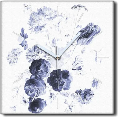 Produktbild von Coloray Uhr auf Leinwand 30x30 cm Wand Uhr Dekoration Wohnzimmer Segeltuch weiße Zeiger -Vintage Wieseblumen
