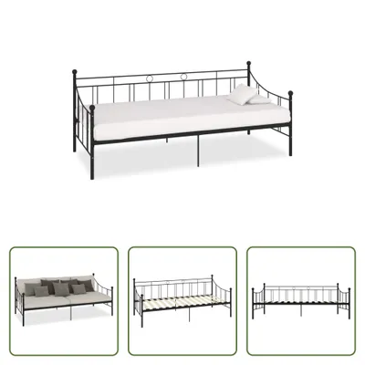 Immagine prodotto di The Living Store Struttura del letto da giorno in metallo nero 90×200 cm
