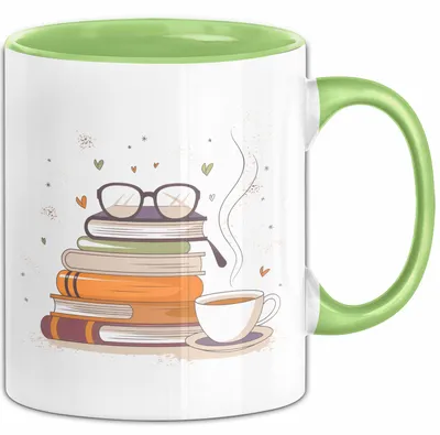 Produktbild von Bücherwurm Tasse Geschenk Lustige Geschenkidee Spruch Für Lese Liebhaber (Grün)
