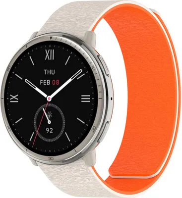 Produktbild von Für Amazfit Active 2 / Active 2 Square Design Silikon Soft Magnetisches Armband Beige / Orange