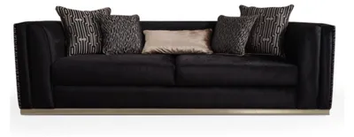 Obrázek produktu pro Třímístný moderní gauč Černý gauč Nábytek čalounění design pohovky