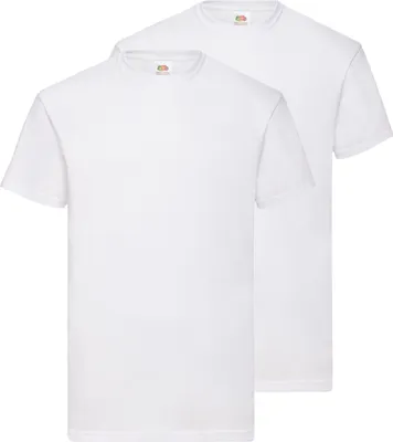 Produktbild von Doppelpack Fruit of the Loom Valueweight T-Shirt + GRATIS MyShirt Stoffbeutel Farbe: weiß Größe: M