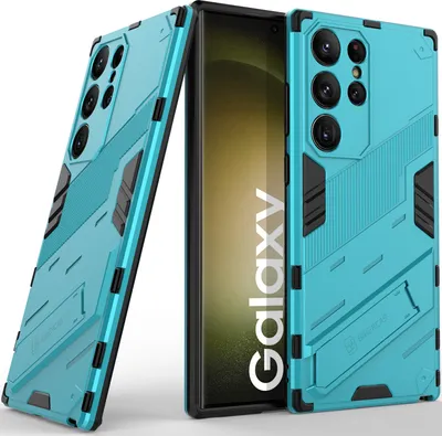 Image de Etui pour Samsung Galaxy S23 Ultra Hybride PC TPU Etui de protection antichoc avec fonction Stand Bleu