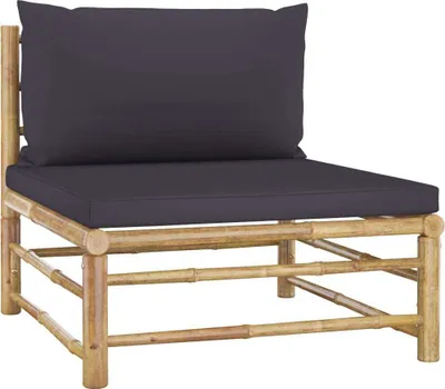 Produktbild von Garten-Mittelsofa mit Dunkelgrauen Kissen Bambus