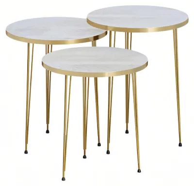 Image de Table basse moderne beige en bois et acier inoxydable