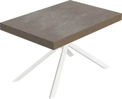 Produktbild von Niket taubengrauer ausziehbarer Tisch 120/380x90 cm mit weißen Beinen