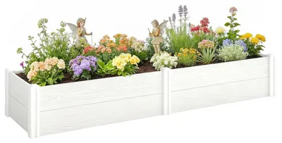 Produktbild von Outsunny Hochbeet Kunststoff, Steckbar Pflanzbeet mit DIY-Montage Frühbeet
