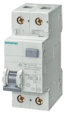 Immagine prodotto di Siemens 5SU13561KK25, interruttore differenziale/interruttore di protezione da sovracorrente, 25 A, 0,03 A, 230 V, 6 A, grado di protezione IP20