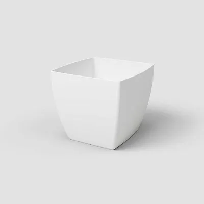 Image de Pot carré Siena mat 30 cm, blanc, en plastique