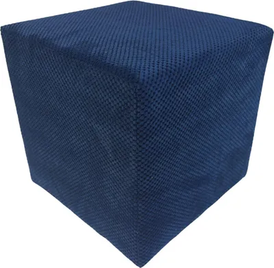 Produktbild von Samt-Hocker ZEFIR DOT 40x40 cm quadratisch gepolstert – weicher Sitzhocker fürs Wohnzimmer oder Schlafzimmer – Marineblau