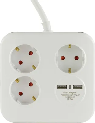 Produktbild von REV PowerQuad 3-fach Steckdosenleiste + 2x USB weiß