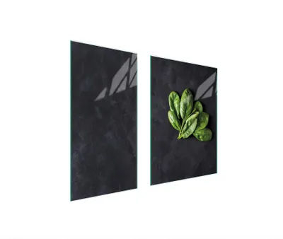 Produktbild von Herdabdeckplatten 2 teilig 75x52 Glaskeramikkochfeld Abdeckung Glas Schneidebrett Schiefer Basilikum