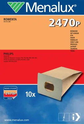 Produktbild von MENALUX Staubsäcke für Rowenta/Philips (10Stk.) 2470P