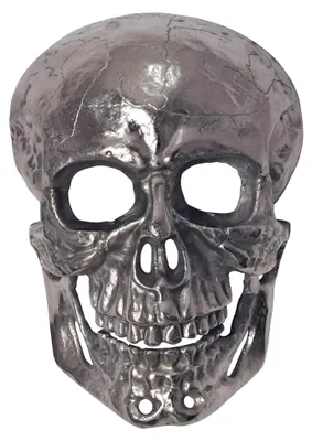 Produktbild von FineBuy Wanddekoration Totenkopf Aluminium 41 cm, Design Wanddeko Metall Alu Modern, Wohndeko Skull, Wandskulptur Silber