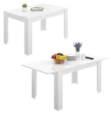 Produktbild von Ausziehbarer Tisch Midland, Ausziehbare Konsole für Esszimmer, Ausziehbarer Küchentisch mit Verlängerung, 140/190x90h78 cm, Glänzend Weiß