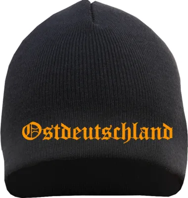 Produktbild von Ostdeutschland Beanie - Stickfarbe Gelb - Bestickt Mütze Strickmütze Wintermütze Einheitsgröße Schwarz