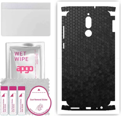 Produktbild von apgo Rückseite + Seiten Schutzfolie, Skin, kompatibel mit Huawei Mate 10 Lite, Hinten Displayschutzfolie aus Vinylfolie, kratzfest, einfache Montage - Schwarze Honigwabe