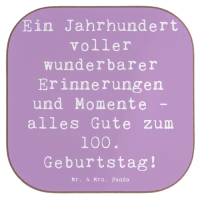 Produktbild von Mr. & Mrs. Panda Untersetzer für Gläser Spruch 100. Geburtstag Erinnerungen - Lavendeltraum - Geschenk, Lebensweisheit, Tasse, gläseruntersetzer, Holzuntersetzer, Coaster