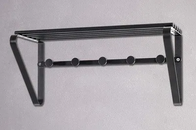 Produktbild von Famanu Wandgarderobe Moderne Metallgarderobe mit Ablage - Schwarz
