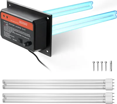 Immagine prodotto di SucceBuy purificatore d'aria HVAC per tutta la casa, 72 W, 16 pollici, luce UV-UVC in condotto per condizionatori d'aria, con 2 lampadine di ricambio, potente depuratore d'aria per condizionatori d'aria