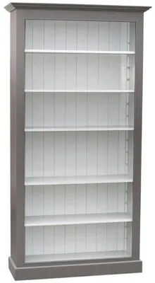 Produktbild von Casa Padrino Landhausstil Bücherschrank aus massivem Kiefernholz in Grau / Weiß - 109 x 39 x H. 210 cm