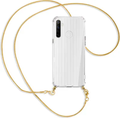 Produktbild von Handykette Backcover-Schutzhülle mit Band (Metall goldfarben) für Realme C3 - goldfarbene Kette Snake