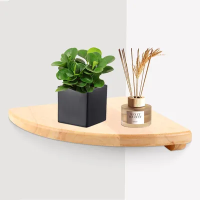 Produktbild von Eckregal, hängend, Holz, 18 cm Eckwandregal, massives Eichen-Eckwandregal für Schlafzimmer, Badezimmer und Wohnzimmer