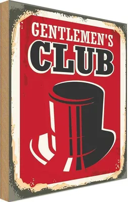 Produktbild von vianmo Holzschild 30x20 cm Gentlemen`s Club Alkohol Männer Essen Trinken