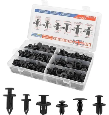 Produktbild von Auto-Befestigungsclips 190 Stück Kunststoff-Spreiznieten Karosserie-Clips Stoßfänger-Verstärkungsclips Universal-Set 6 Größen
