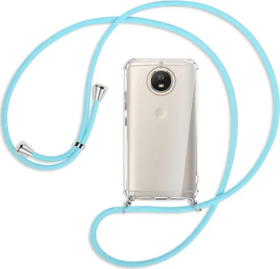 Produktbild von Handykette Backcover-Schutzhülle mit Band (Metall silberfarben) für Motorola Moto G5S - himmelblau