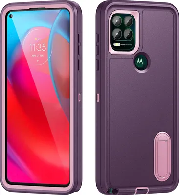 Produktbild von Hülle für Motorola Moto G Stylus 5G 2021 Hybrid Dreilagige Robust Stoßfest Schwerlast Schutzhülle mit Ständer Lila