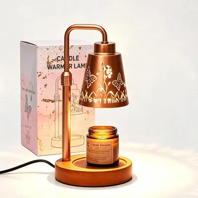 Kerzenlampe elektrisch mit Schmetterlingsmuster, 4 Helligkeitsstufen