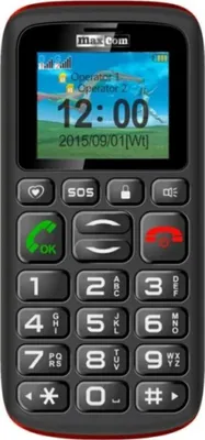 A close-up front view of a MaxCom Comfort MM428 mobile phone.
