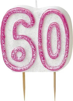 Produktbild von 60. Geburtstag | Glitzer Kerze pink