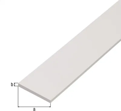 Produktbild von GAH Alberts Flachstange glatt, ungelocht, L2000mm B30mm, S3mm Kunststoff weiß durchgef.