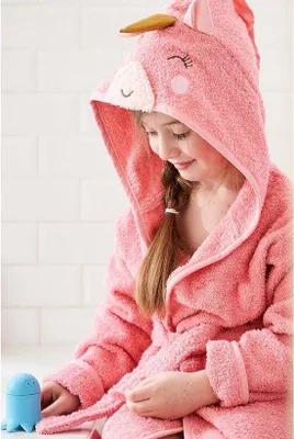 Produktbild von Teksmoda Kinderbademantel mit Kapuze Einhorn-Design Baumwolle Rosa 9-10 Jahre