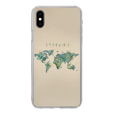 Produktbild von MuchoWow® Handyhülle Schutzhülle Hülle für iPhone Xs Weltkarte - Pflanzen - Wasser Silikon Softcase Handy Hülle - Handytasche