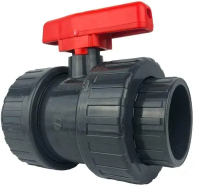 Produktbild von Pondlife - PVC-Kugelhahn mit 2-Wege Klebeanschluss 50mm - roter Griff