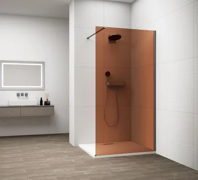 Imagen del producto de Polysan ESCA, mampara de ducha de una sola pieza para instalación adosada a la pared, vidrio color marrón, 1000 mm - ES1510-11