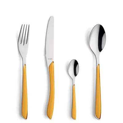 Image de Amefa set de couverts Eclat jaune moutarde mat 24 pièces