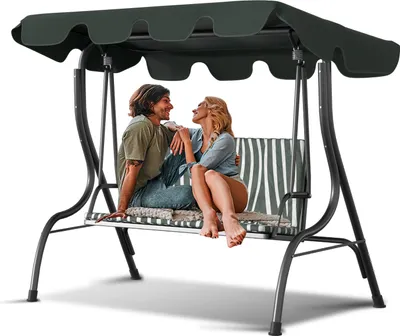Produktbild von Clanmacy Sonnendach Ersatzdach Universal Hollywoodschaukel 3 Sitzer Ersatz Bezug Sonnendach Schaukel Dach Plane Grün 210x145cm
